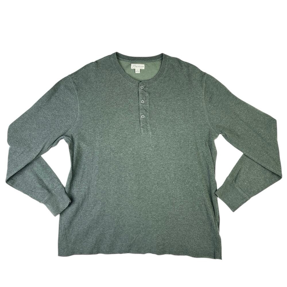 J.Crew Men's Olive Green Henley Long Sleeve Button Pullover Tee Shirt Top Size L